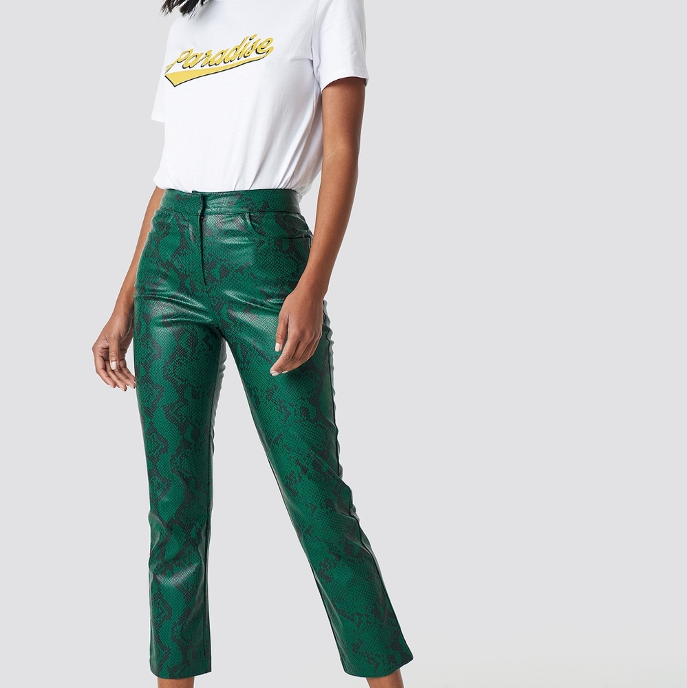 NA-KD Snake Printed PU Pants